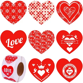 500 Db Piros Szív alakú Matrica Édes Esküvő Valentin-Napi Party Dekoráció Címke, Boríték, Ajándék, Dekoráció Doboz Címke, Matrica