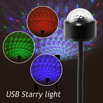 Autós USB Csillagos Ég Környezeti Fény Auto házibuli Hangulat Dekoratív Star LED Izzó Belső Este Lámpa Színes Labdát, Lámpák