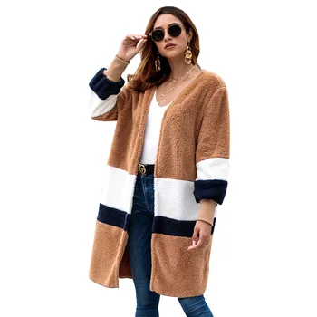 Flymokoii Téli Kabát Női Hosszú Teljes Laza Széldzseki Streetwear Csíkos Női Kabátok Plus Size Őszi Kabátok Fannel