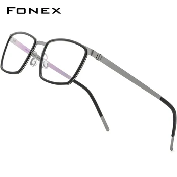 FONEX-Acetát Alufelni Szemüveg Keretek, a Férfiak Tér Rövidlátás Optikai Receptet Szemüveg Keretek 2020 Screwless Szemüveg 98629