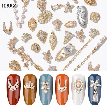 HNIUX 2Pieces 3D-s, Fém Cirkon Nail Art Ékszer Japán Gyöngy Medál Dekoráció kiváló Minőségű Kristály Manikűr Gyémánt Varázsa