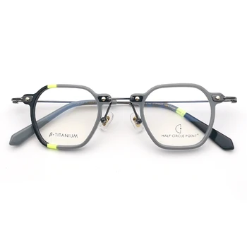 HP 504-Acetát Titán Szemüveg Keret Nők 2021 Új Vintage Retro Sokszög Receptet Szemüveg, Férfi Szemüvegek Szemüveg