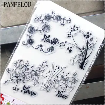 PANFELOU 11.3*15.56 cm-es Virág szőlő sorozat Átlátszó Szilikon Gumi Tiszta Bélyegek rajzfilm a Scrapbooking/DIY esküvői album