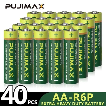 PUJIMAX 1,5 V R6P AA Szén-dioxid-Telep 40 Db Száraz Akkumulátor Extra nagy teljesítményű Akkumulátorok Rádió Játékok távirányító, Egér, Univerzális