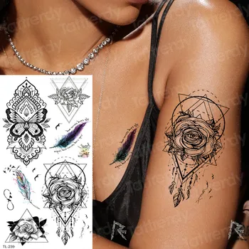 tetoválás kar lányok henna matricák kéz ujja fekete tetoválás vázlat vintage ideiglenes tetoválás cserélhető egyedi virág tetoválások