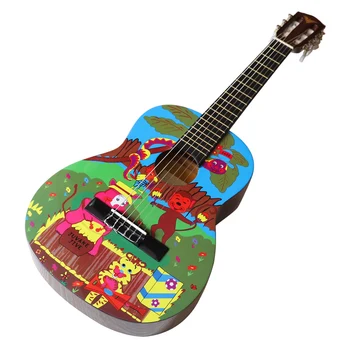 Western gitár 30 cm klasszikus gitár, magas, fényes, 6 húr színes, teljes méretű, design, klasszikus gitár gyermekeknek